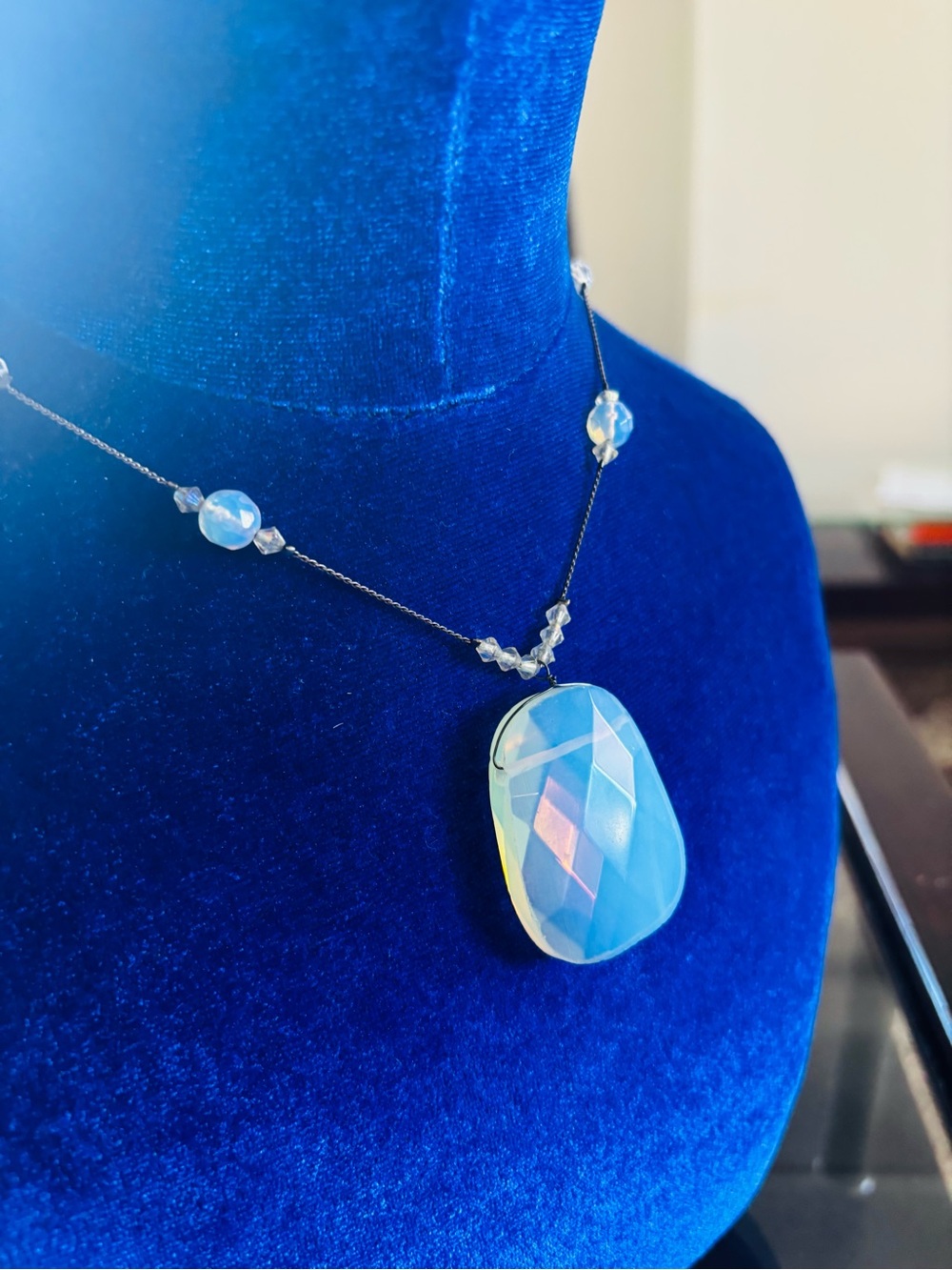 Necklace Moonstone Glass Opalite Sea Opal - Picture 11 of 14